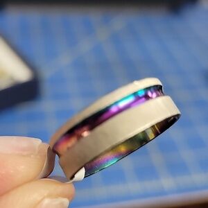 Rainbow Stainless Steel Ring Size 9